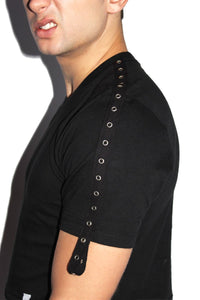 Eyelet Crop Tee- Black