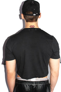Eyelet Crop Tee- Black