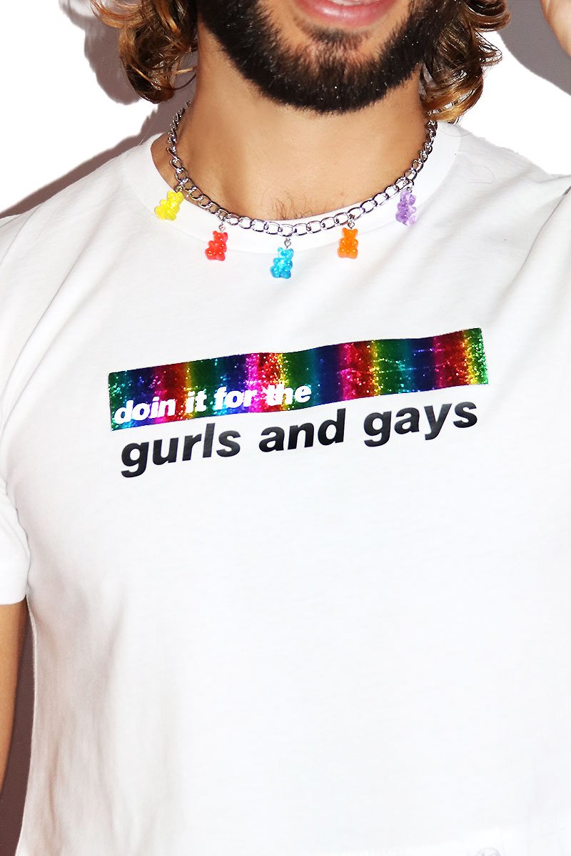 Gurls And Gays Crop Tee- White