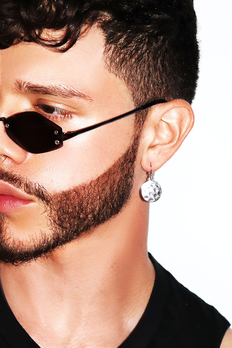 Hammered Disc Single Earring-Silver