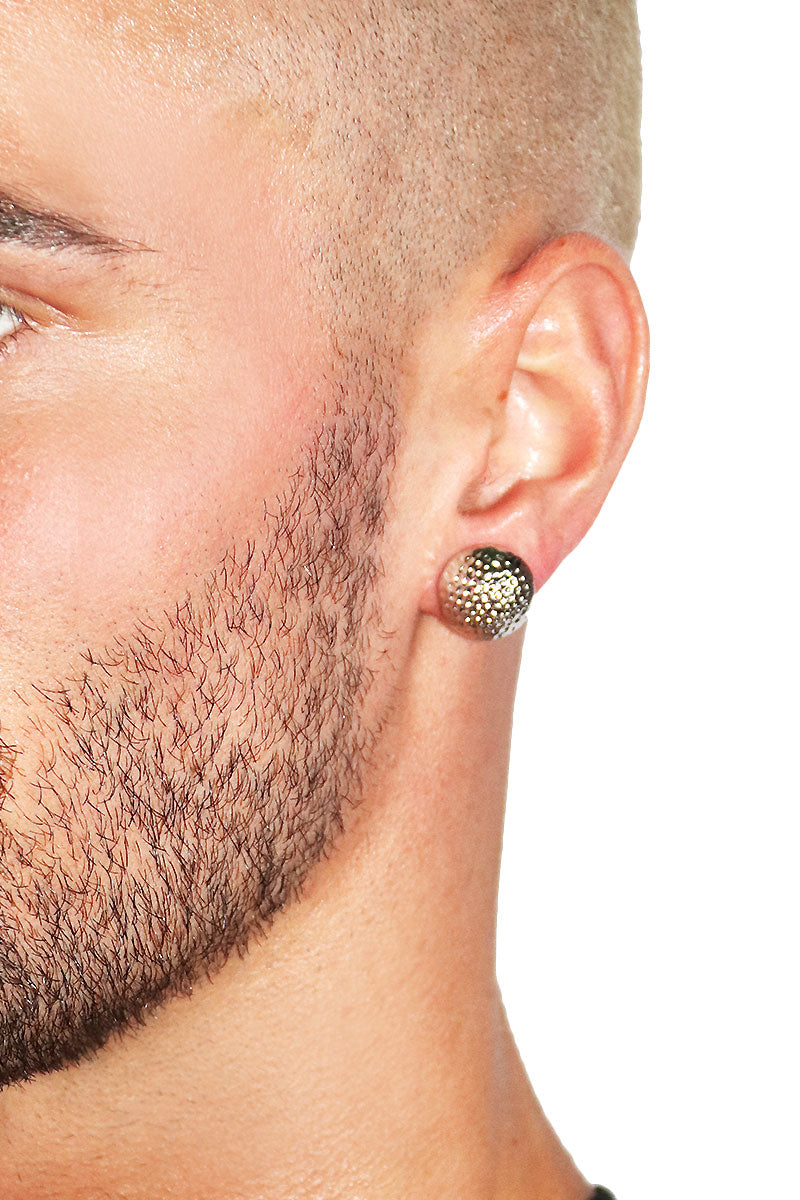 Hammer Dome Stud Single Earring - Silver