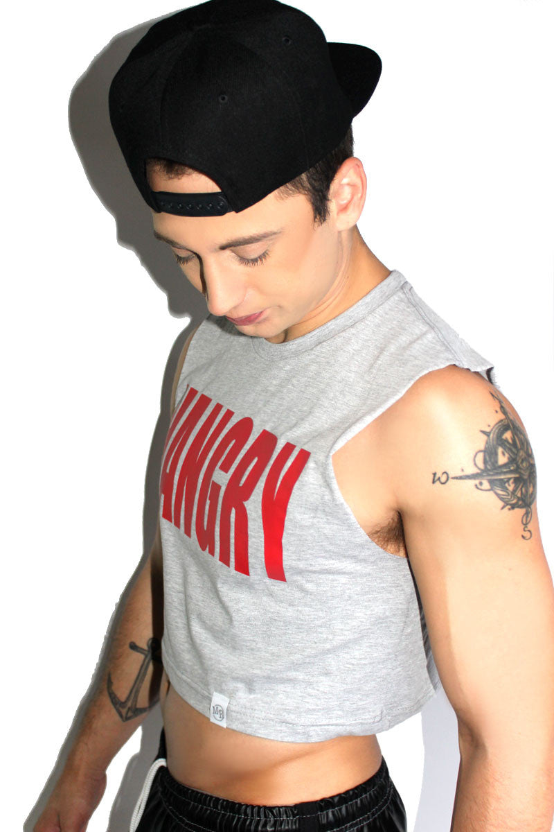 Hangry Crop Tank-Grey