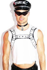Harness Crop Tank-White