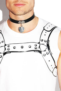 Harness Crop Tank-White
