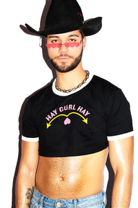 Hay Gurl Hay Extreme Ringer Crop Tee- Black