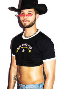 Hay Gurl Hay Extreme Ringer Crop Tee- Black