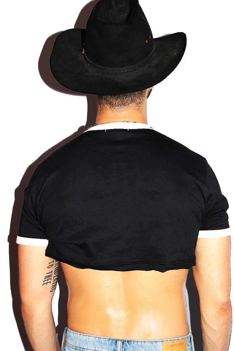 Hay Gurl Hay Extreme Ringer Crop Tee- Black