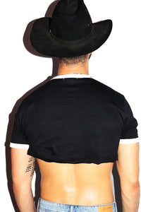 Hay Gurl Hay Extreme Ringer Crop Tee- Black
