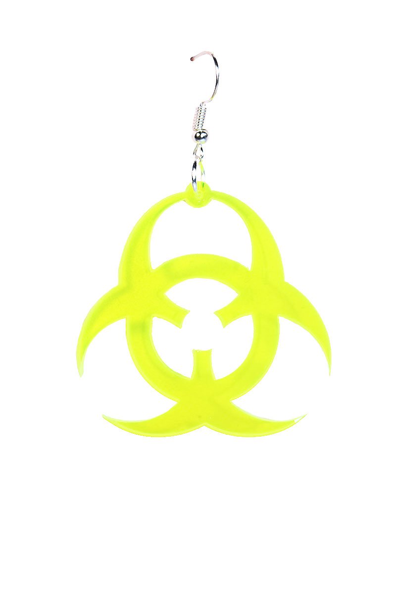 Biohazard Acrylic Single Earring- Yellow