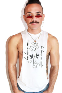 He loves Me Low Arm Shredder Tank- White