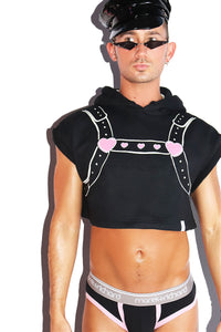 Harness Lover Sleeveless Hoodie- Black