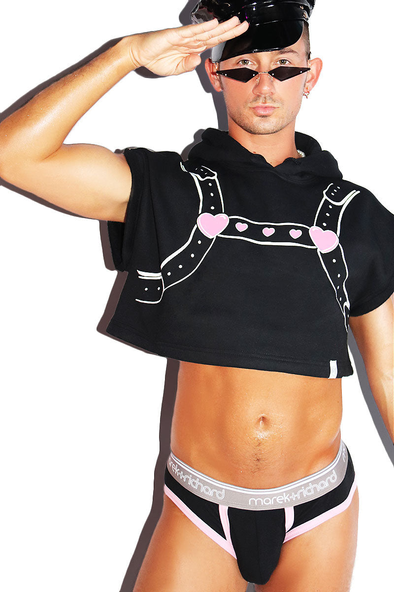 Harness Lover Sleeveless Hoodie- Black