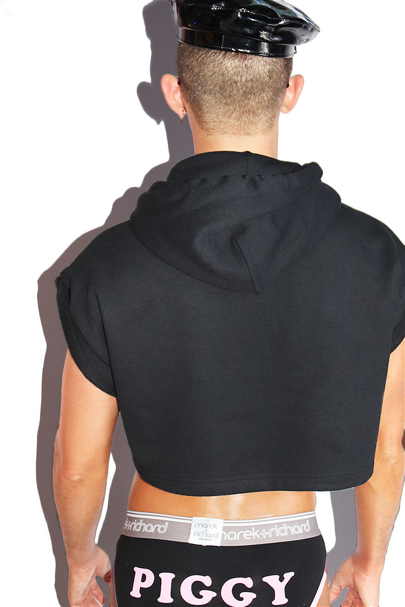 Harness Lover Sleeveless Hoodie- Black