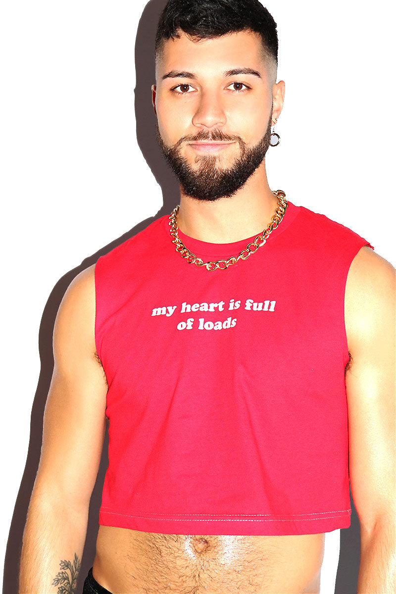 My Heart Is Full Crop Tank-Red