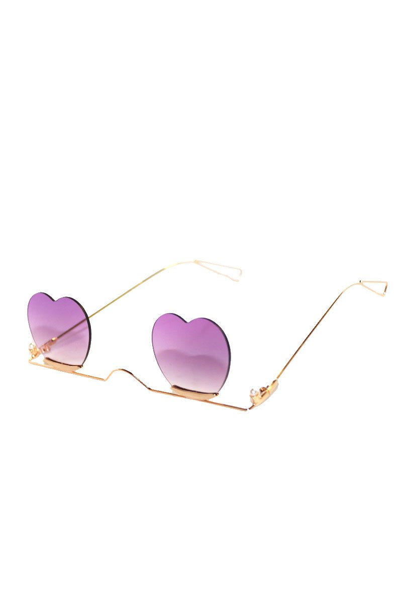 Heart on Frameless Sunglasses-Purple