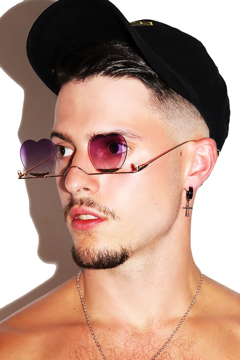 Heart on Frameless Sunglasses-Purple