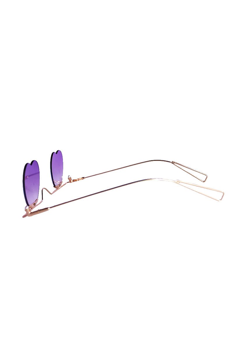 Heart on Frameless Sunglasses-Purple