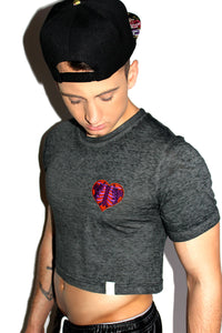 Empty Inside Crop Tee-Acid Grey