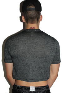 Empty Inside Crop Tee-Acid Grey