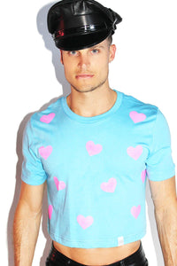 Hearts Crop Tee-Sky Blue