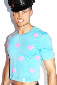 Hearts Crop Tee-Sky Blue