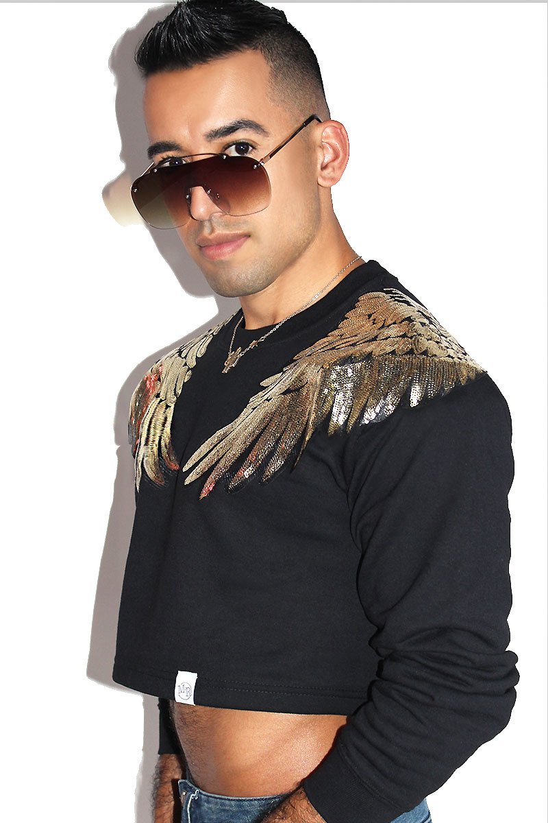 Heavenly Wings Long Sleeve Sweatshirt-Black