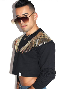 Heavenly Wings Long Sleeve Sweatshirt-Black