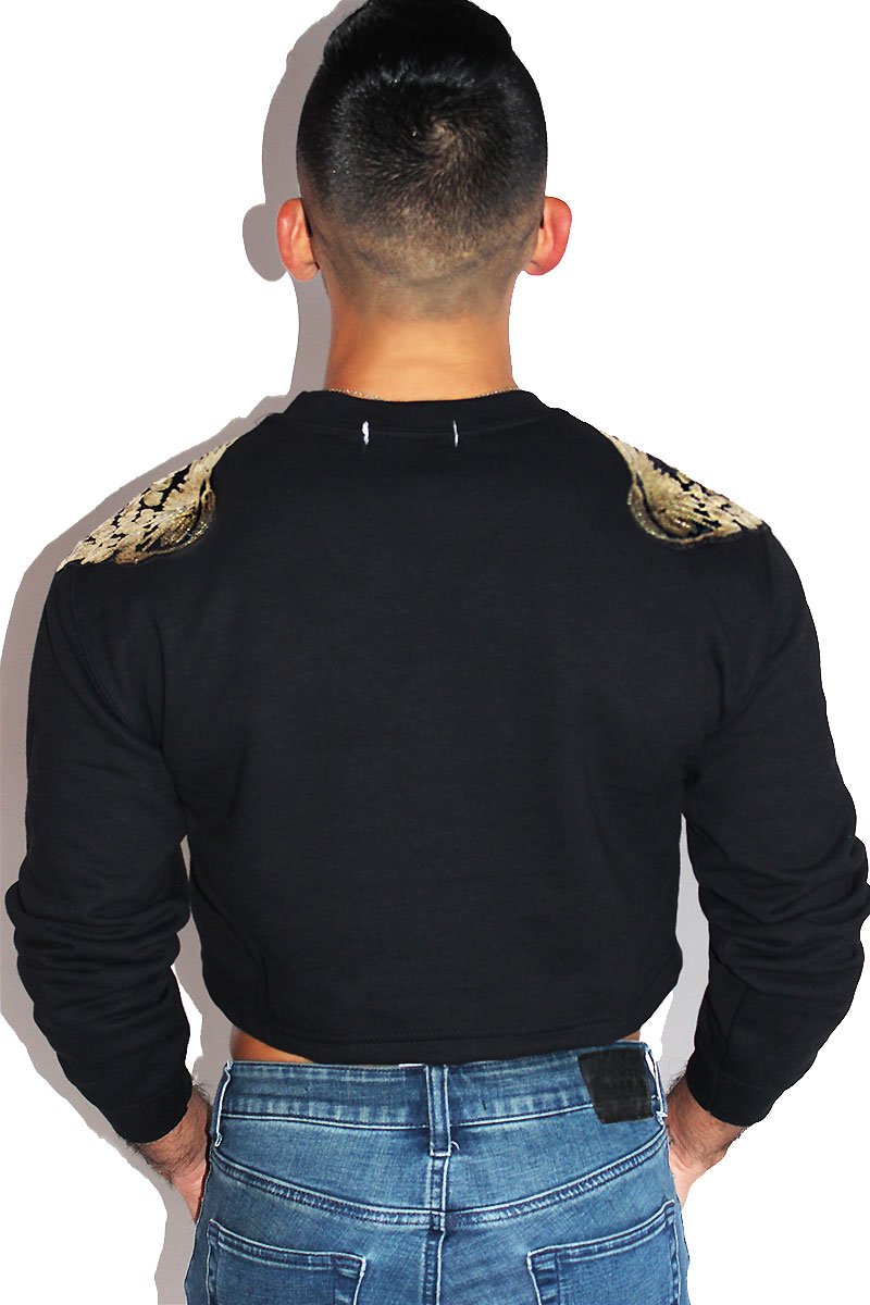 Heavenly Wings Long Sleeve Sweatshirt-Black