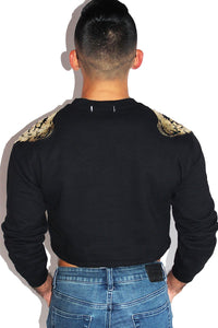 Heavenly Wings Long Sleeve Sweatshirt-Black