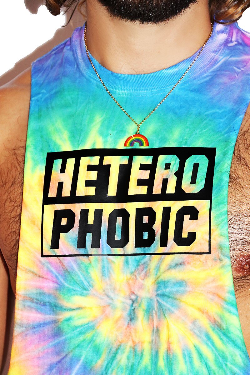 Heterophobic Tye Dye Low Arm Shedder Tank- Multi