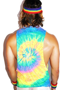 Heterophobic Tye Dye Low Arm Shedder Tank- Multi