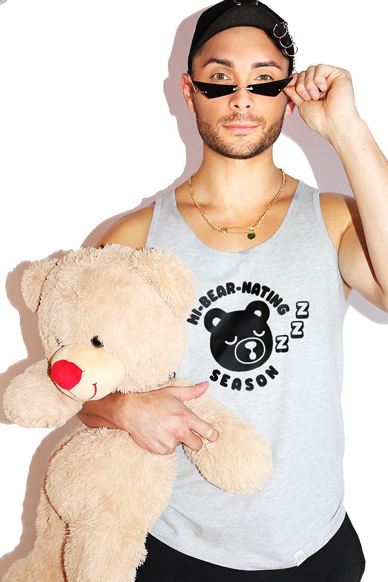 Hibearnating Season Racerback Tank- Grey