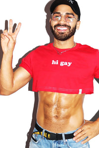 Hi Gay Extreme Crop Tee-Red