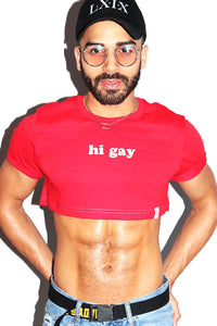 Hi Gay Extreme Crop Tee-Red