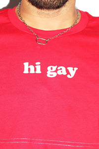 Hi Gay Extreme Crop Tee-Red