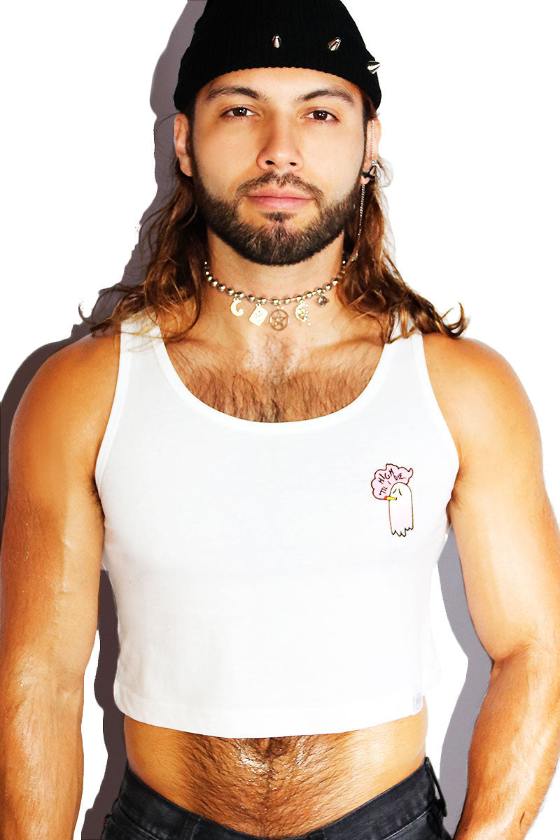 High Until Die Crop Racerback Tank- White