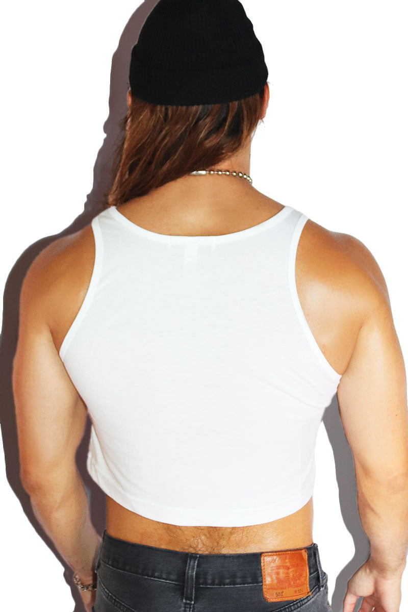 High Until Die Crop Racerback Tank- White