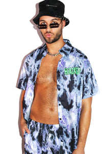 Hijacked Lightning Print Shirt - Purple