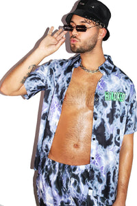Hijacked Lightning Print Shirt - Purple