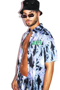 Hijacked Lightning Print Shirt - Purple