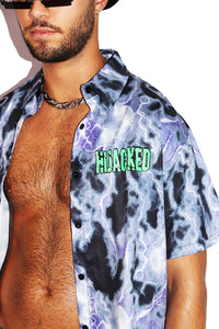 Hijacked Lightning Print Shirt - Purple