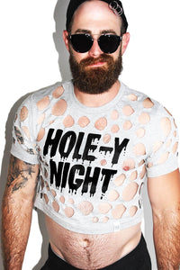 Hole-y Night Crop Tee-Grey