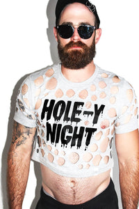 Hole-y Night Crop Tee-Grey