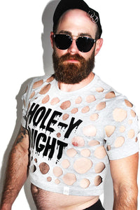 Hole-y Night Crop Tee-Grey