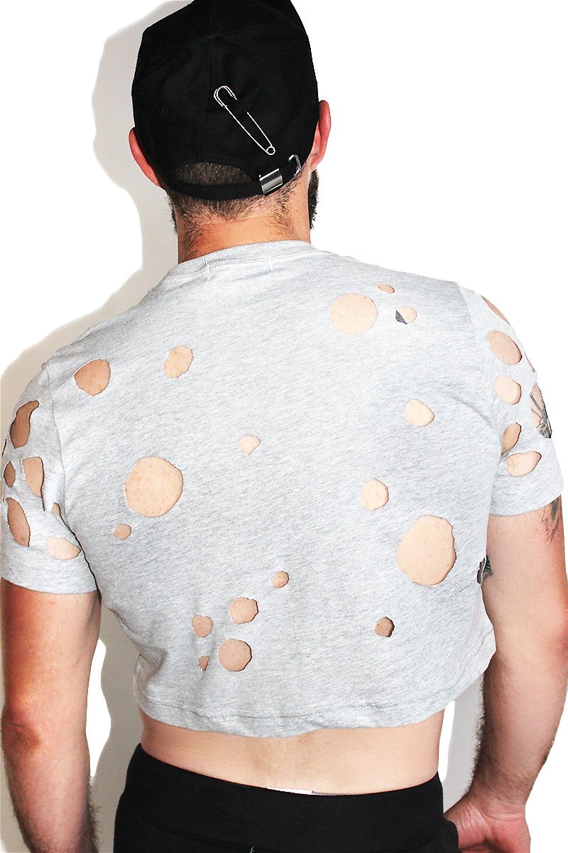 Hole-y Night Crop Tee-Grey