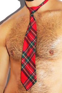 Holiday Preppy Plaid Adjustable Tie Necklace-Red