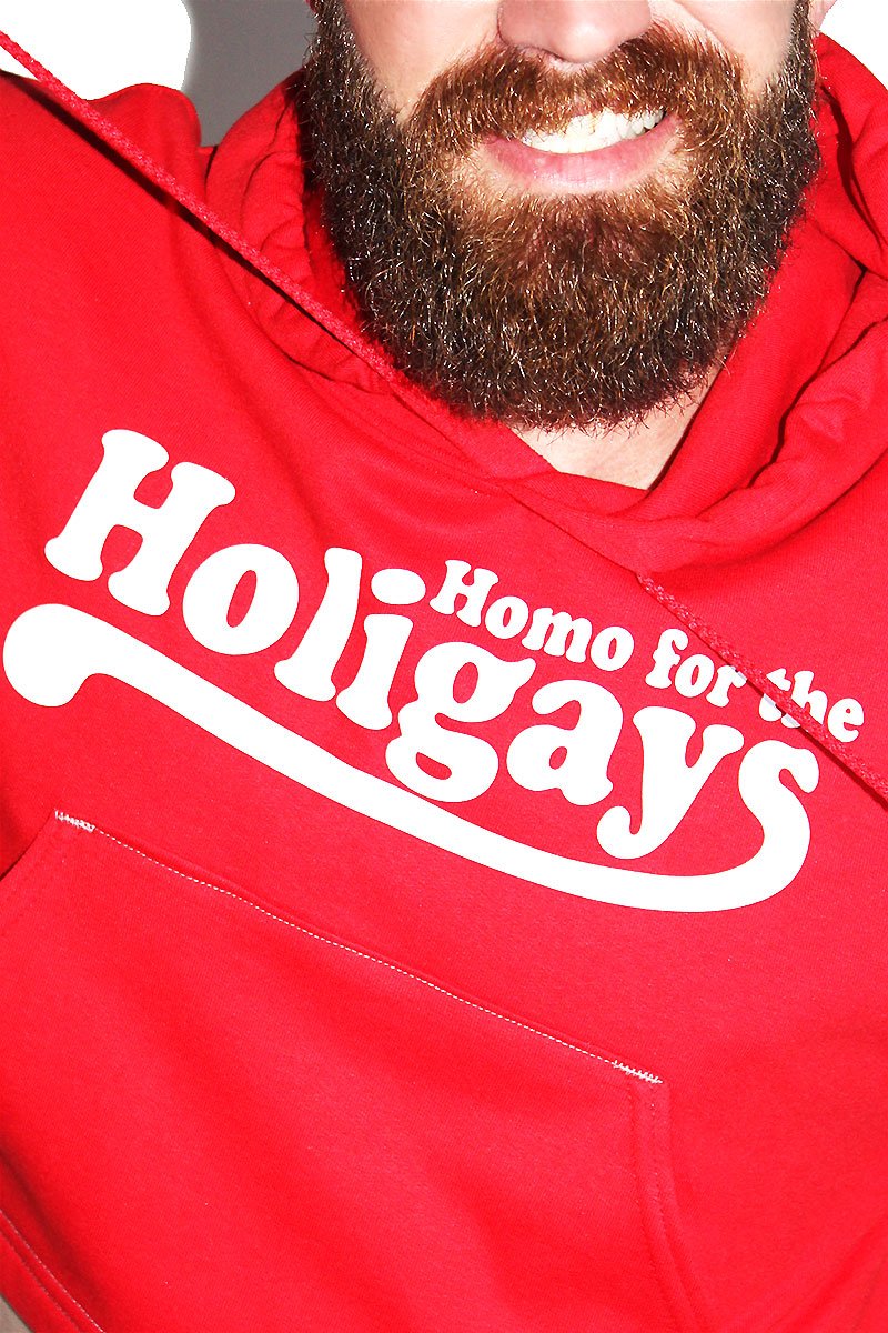 Homo For the Holigays Crop Hoodie-Red