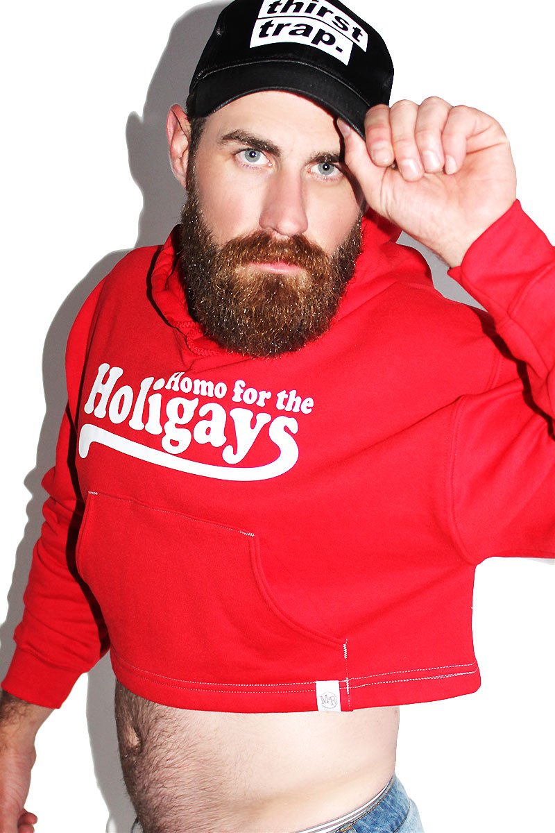 Homo For the Holigays Crop Hoodie-Red