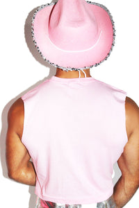 Bull Holographic Crop Tank- Pink