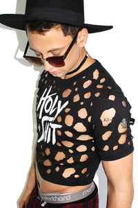 Holy Shit Crop Tee-Black